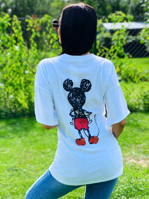 Oversize biele tričko Mickey Mouse