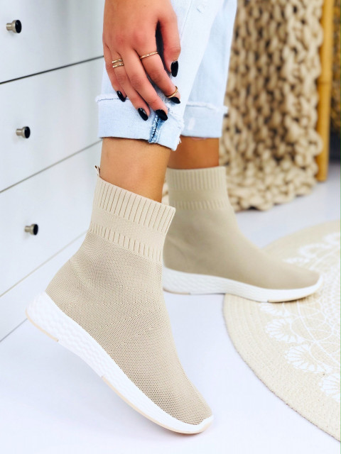 Dámske béžové ponožkové tenisky