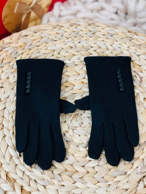 Dámske čierne rukavice s gombíkmi