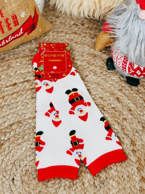 Biele vianočné termo ponožky 