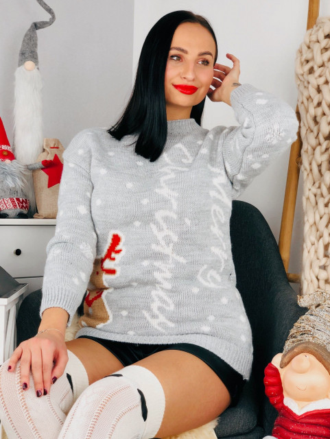 Vianočný dámsky sveter so sobíkom