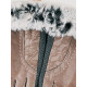 Khaki kožené rukavice s kožušinkou Aroa