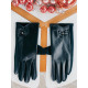 Dámske čierne kožené rukavice s mašľou