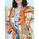 Dlhé saténové oranžové kimono