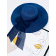 Modrý slamený klobuk s mašľou
