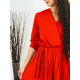 Červené plisované šaty s opaskom