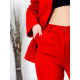 Dámsky červený nohavicový kostým s opaskom v páse Lulla