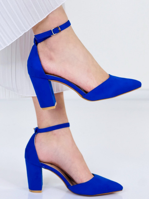 Dámske modré sandále na hrubom opätku