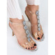 Luxusné dámske strieborné sandále s ozdobnými kamienkami