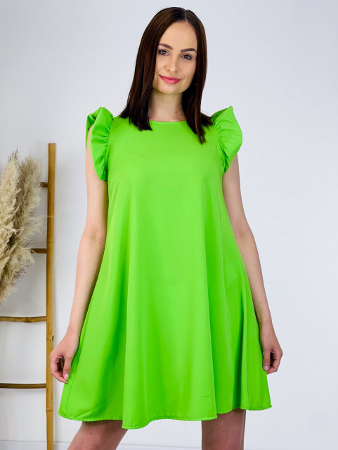 Dámske neónovo zelené šaty s volánmi