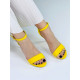 Semišové dámske sandále na vysokom opätku - žlté