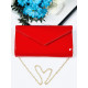 Dámska lesklá červená spoločenská kabelka so zlatým remienkom