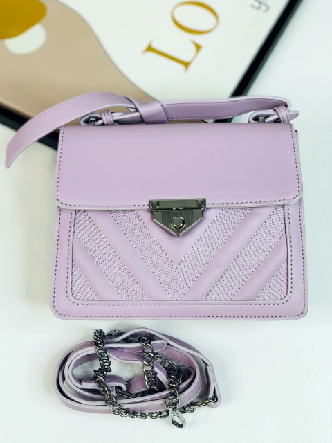 Dámska elegantná prešívaná kabelka s remienkom - fialová