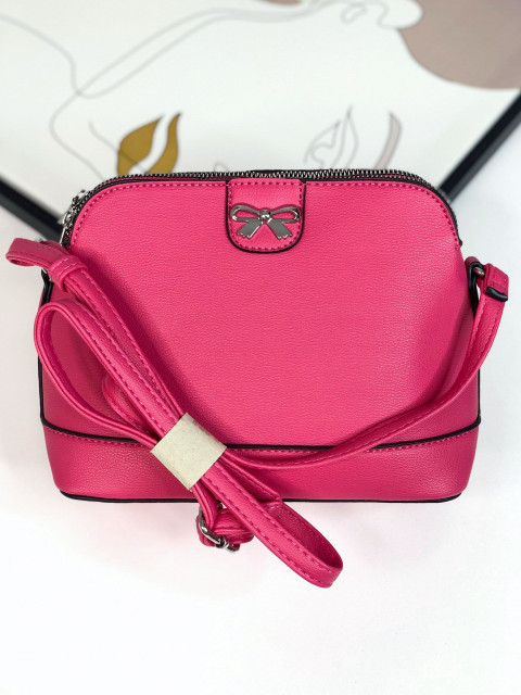 Ružová dámska kabelka s mašľou a remienkom