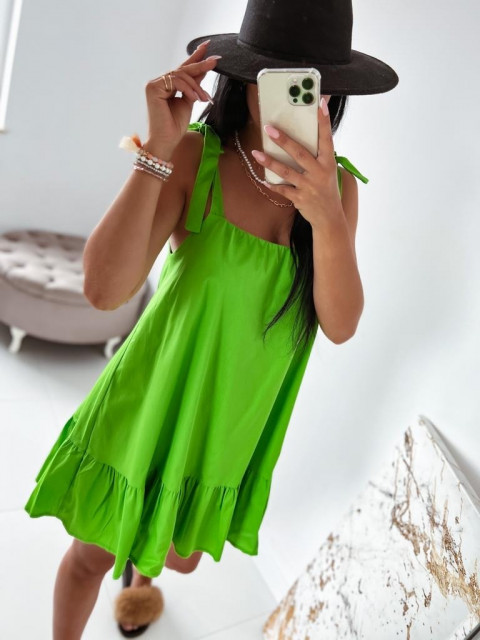 Dámske krátke letné šaty s volánmi - zelené