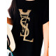 Dámske tričkové šaty s razporkom YSL - čierne
