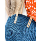 Dámska slamená kabelka s remienkom - modrá