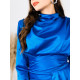 Dámske saténové nazbierané modré spoločenské šaty