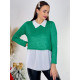 Dámsky sveter s blúzkou - zelený