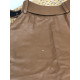 Hnedá koženková plisovaná sukňa s opaskom - KAZOVÉ