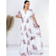 Dámske spoločenské šaty s kvetovanou potlačou pre moletky - biele - AFORA