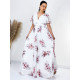 Dámske spoločenské šaty s kvetovanou potlačou pre moletky - biele - AFORA