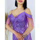 Dámske fialové trblietavé spoločenské šaty s flitrami MERLY