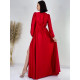 Dámske dlhé saténové šaty s dlhým rukávom Vanes - červené