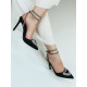 Exkluzívne dámske sandále s brošňou v tvare srdca - čierne