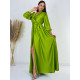 Dámske dlhé spoločenské šaty s dlhým rukávom Vanes - zelené