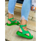 Dámske letné sandále na platforme so zapínaním okolo členku - zelené