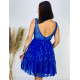 Dámske krátke spoločenské šaty s flitrami - modré