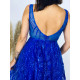 Dámske krátke spoločenské šaty s flitrami - modré