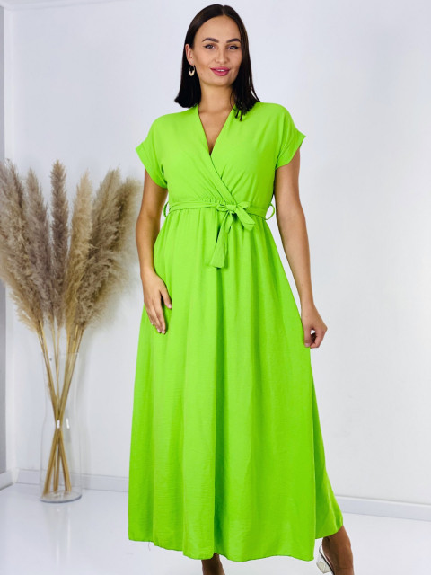Dámske zelené midi šaty s opaskom