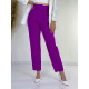 Dámske fialové elegantné nohavice s vysokým pásom a opaskom LIA