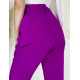 Dámske fialové elegantné nohavice s vysokým pásom a opaskom LIA