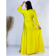 Dámske dlhé spoločenské šaty s dlhým rukávom Vanes - žlté