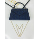 Dámska modrá trblietavá spoločenská kabelka s rúčkou SHINIA