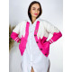 Dámsky oversize svetrík/kabátik na gombíky s vreckami - ružový