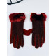 Dámske trblietavé rukavice s kožušinou - červené