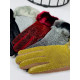 Dámske trblietavé rukavice s kožušinou - tmavo sivé