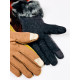 Dámske trblietavé rukavice s kožušinou - tmavo sivé