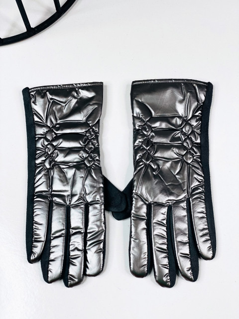Dámske sivé metalické rukavice SELA