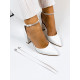Dámske biele matné sandále na hrubom opätku a s vymeniteľnými ramienkami
