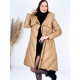 Dámska zimná dlhá prešívaná bunda s kapucňou - hnedá