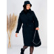 Dámska čierna prešívana zimná bunda s opaskom + klobúk + kabelka 