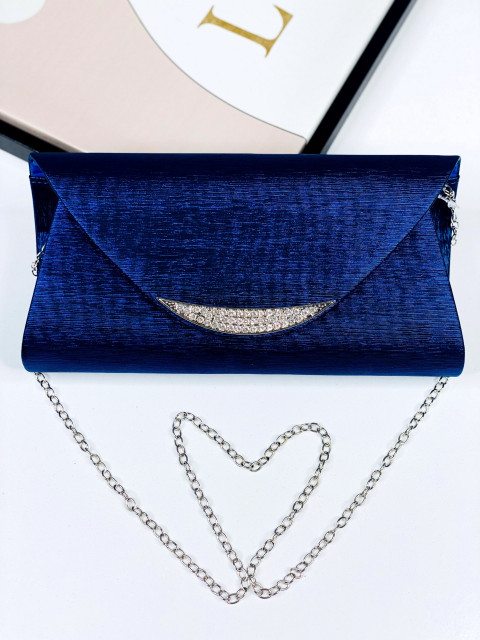 Dámska modrá spoločenská kabelka s kamienkami
