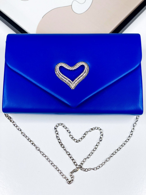 Dámska modrá spoločenská kabelka s kamienkami LOVE