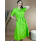 Dámske midi zelené košeľové šaty s opaskom