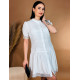 Dámske elegantné šaty s gombíkmi - biele